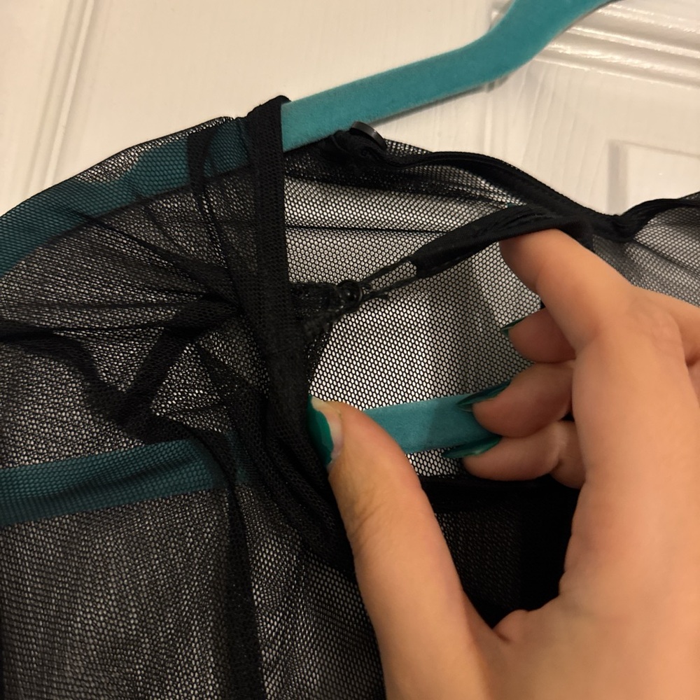 Elegant Black Dress with Red Floral Embroidery - Picture 3 of 3